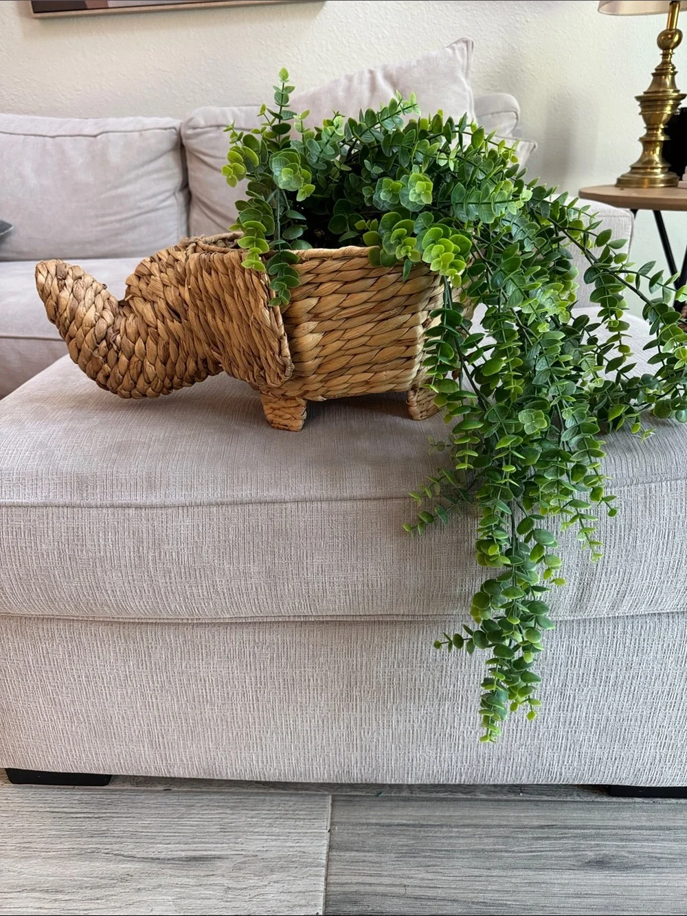 Woven Elephant Seagrass Decorative Basket/Planter- Natural